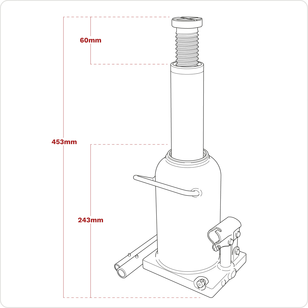 Sealey Bottle Jack Lift 20 Tonne With Overload Valve & 2-Piece Handle PBJ20S