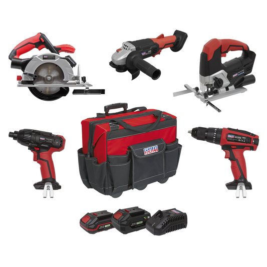Sealey 5 x 20V SV20 Series Cordless 5 Tool Combo Kit - 2 Batteries CP20VCOMBO13