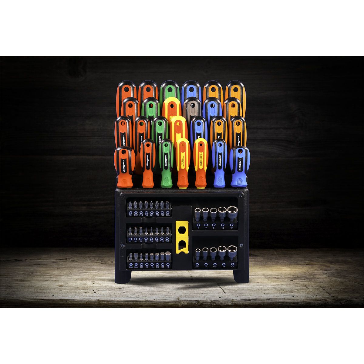 Sealey Screwdriver Bit & Nut Driver Set With Colour-Coding 61 Pieces S01152