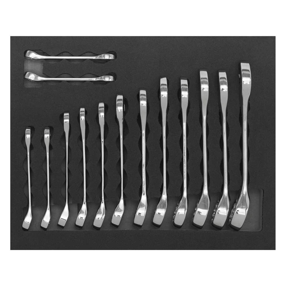 Sealey Combination Spanner Set 14 Pieces Stubby Chrome Vanadium Steel S01232
