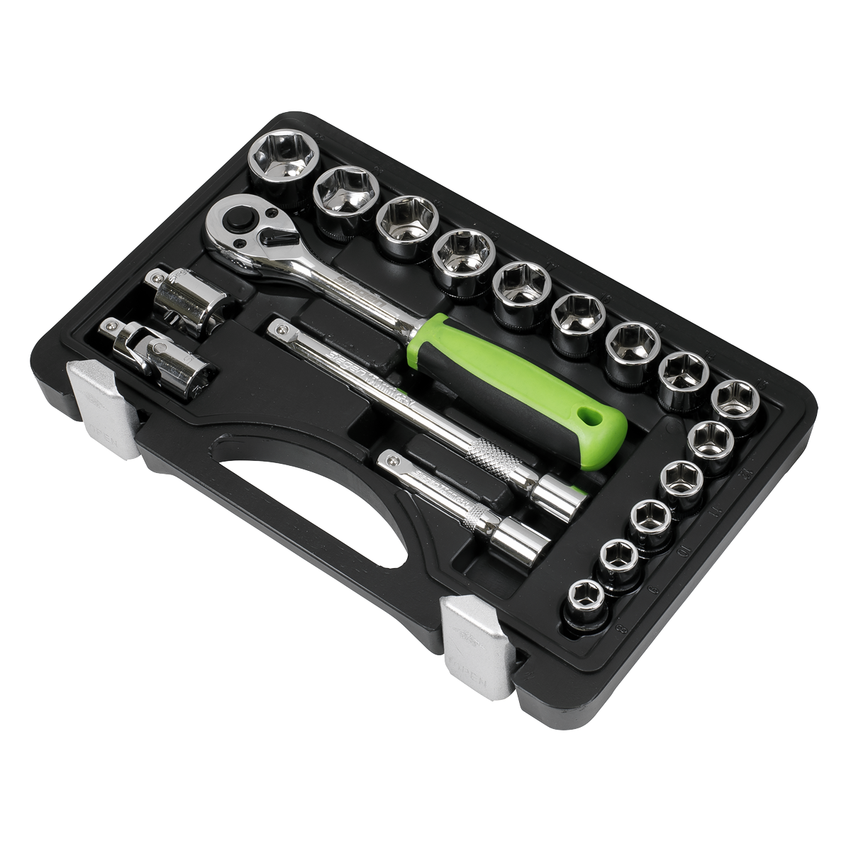 Sealey Socket Set 19 Pieces 3/8" Square Drive Metric With Mirror Finish S01235