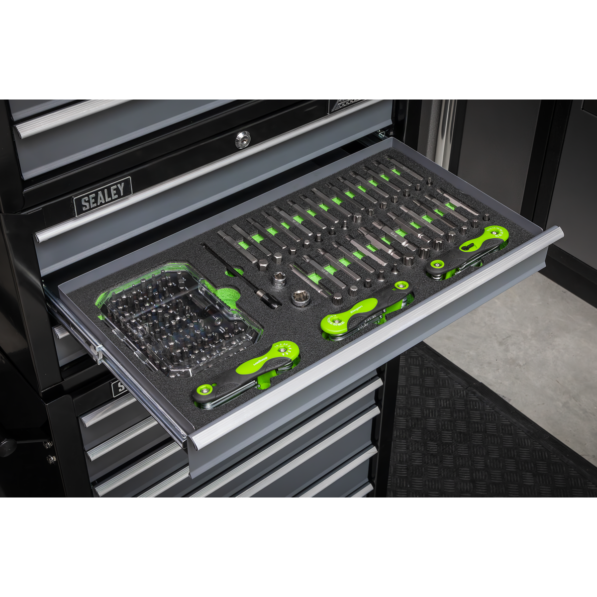 Sealey Siegen Specialised Bit Set & Folding Hex Keys With Tool Tray 170pc S01275