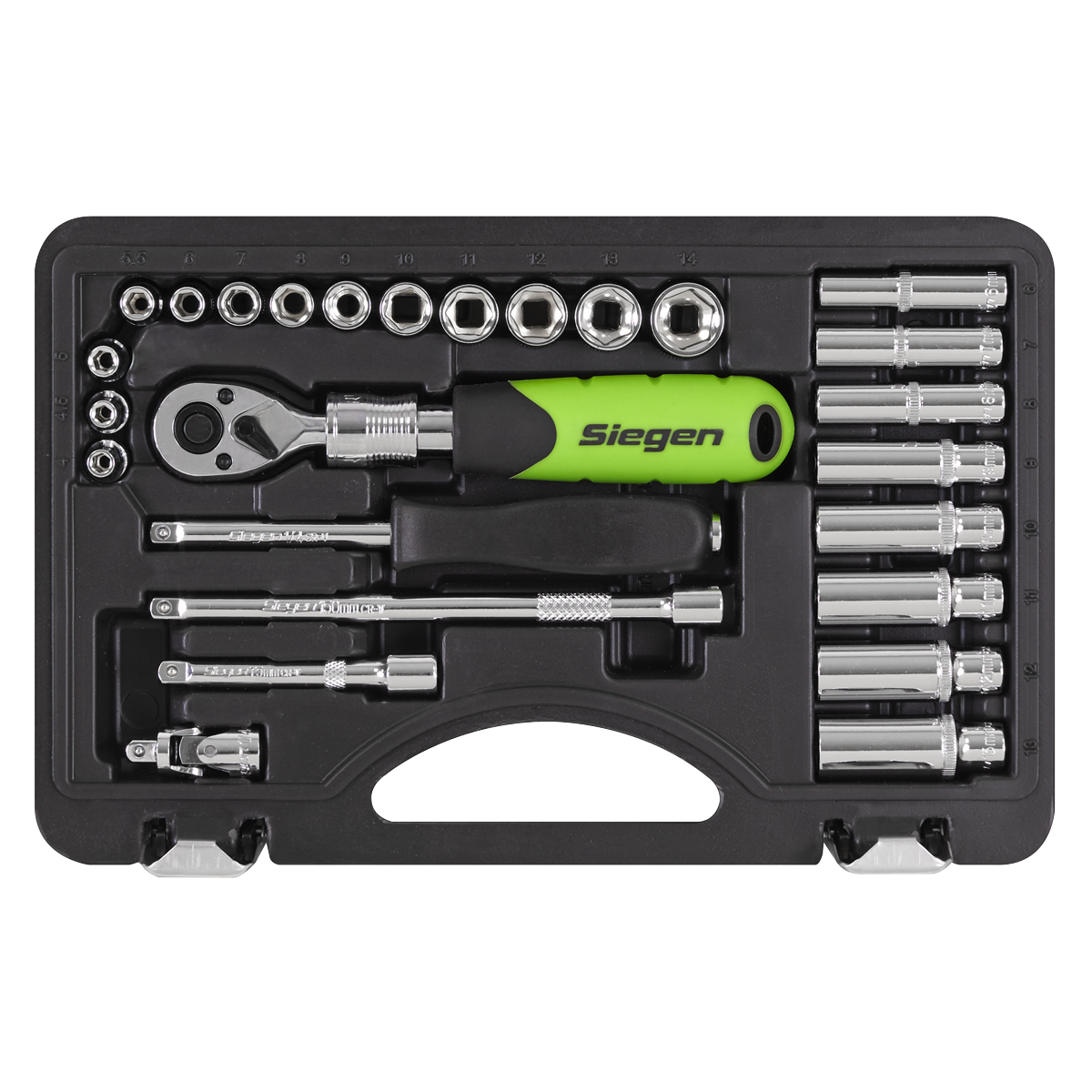 Sealey Socket Set Extending Ratchet 1/4" Drive Chrome Vanadium 26 Piece S01286