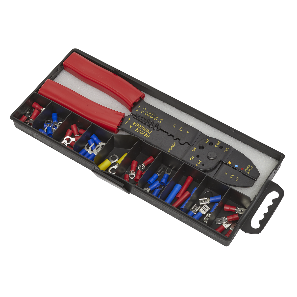 Sealey Crimping Tool Set With Safety Insulated Handle Grips M2.6-M5 S0536