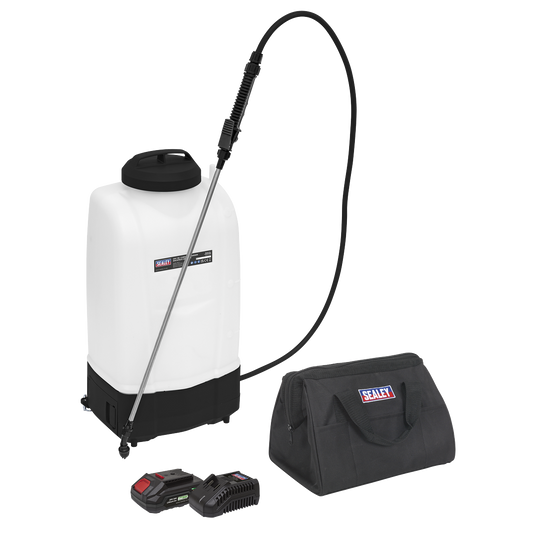 Sealey Cordless Garden Backpack Sprayer 15L 20V 2Ah SV20 Series CP20VGBSKIT1