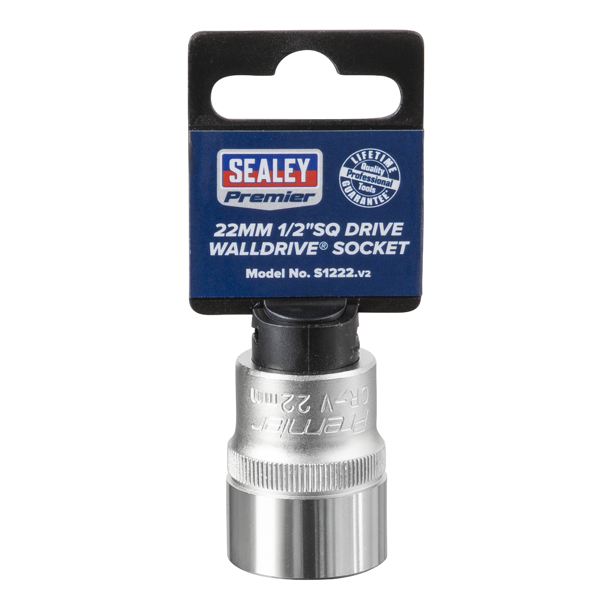 Sealey WallDrive Socket Tool 22mm 1/2" Square Drive Chrome Vanadium Steel S1222