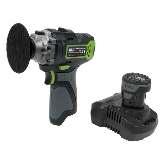 Sealey Cordless Polisher 75mm 10.8V 2Ah Variable Speed Control Trigger CP108VCP