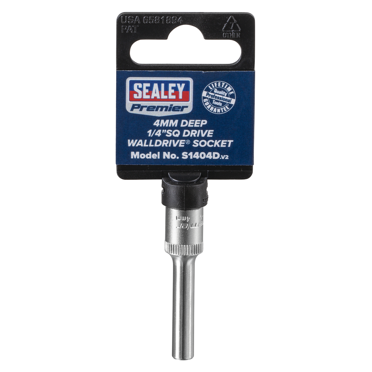 Sealey WallDrive Socket 4mm Deep 1/4" Square Drive Chrome Vanadium Steel S1404D