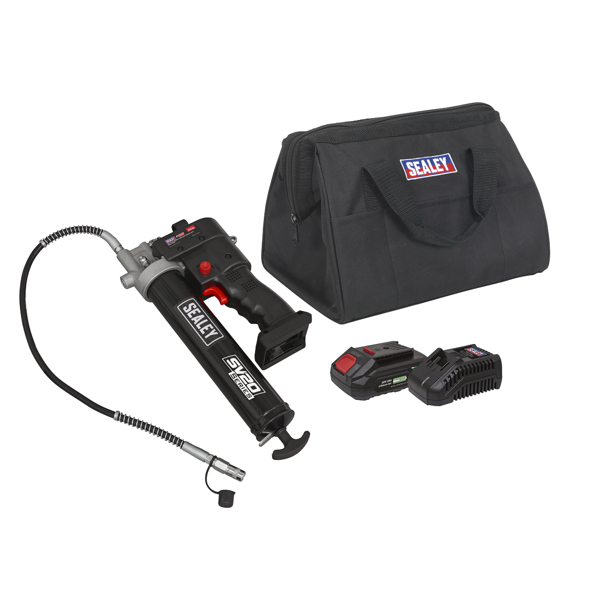 Sealey 20V SV20 Series Grease Gun Kit Professional 2Ah 8000psi CP20VGRGKIT1