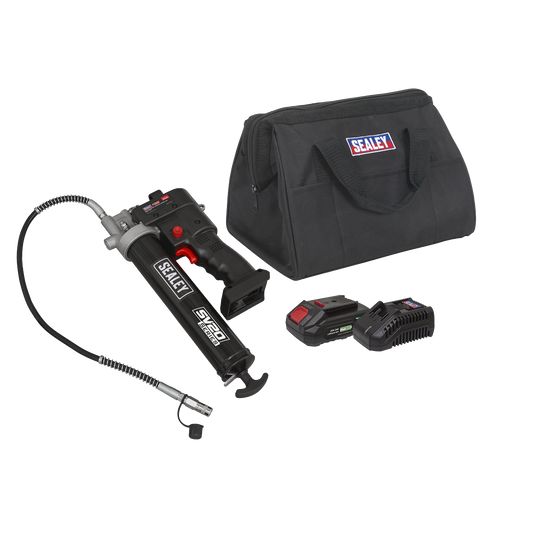 Sealey 20V SV20 Series Grease Gun Kit Professional 2Ah 8000psi CP20VGRGKIT1
