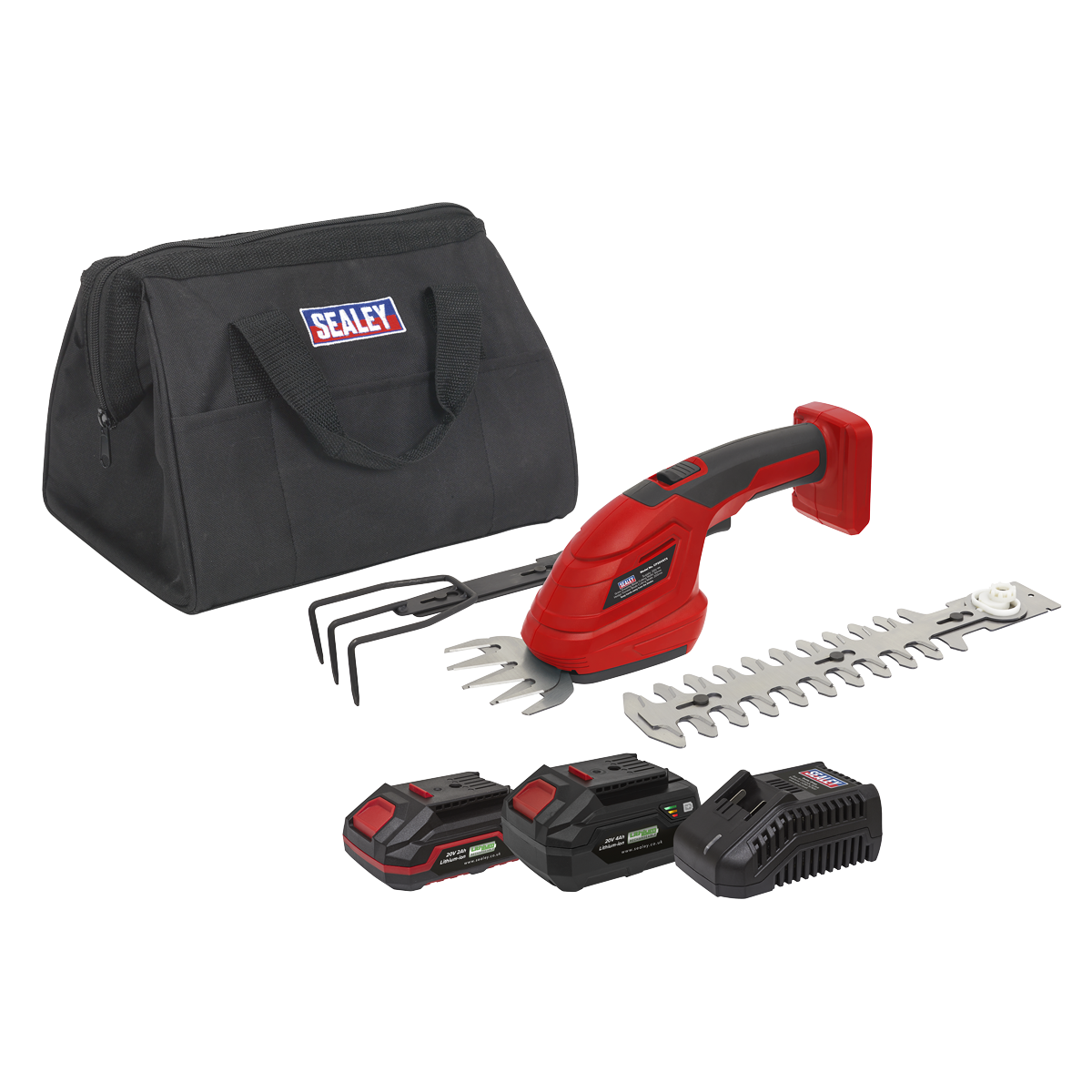 Sealey Cordless 3-in-1 Garden Tool Kit 20V SV20 2 Batteries 2Ah 4Ah CP20VGT3KIT