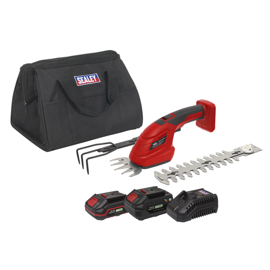 Sealey Cordless 3-in-1 Garden Tool Kit 20V SV20 2 Batteries 2Ah 4Ah CP20VGT3KIT