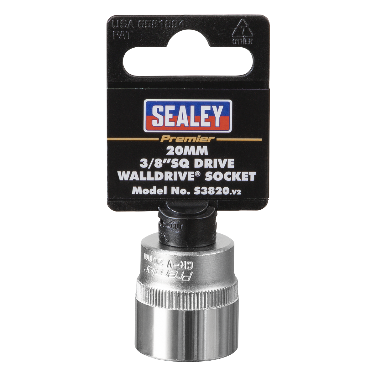 Sealey WallDrive Socket Tool 20mm 3/8" Square Drive Chrome Vanadium Steel S3820