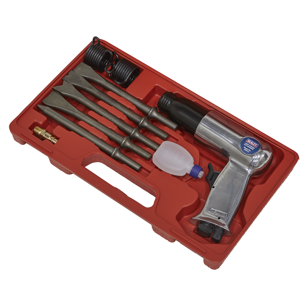 Sealey Air Hammer With Chisels Long Stroke 90PSI 4CFM In Storage Case SA11