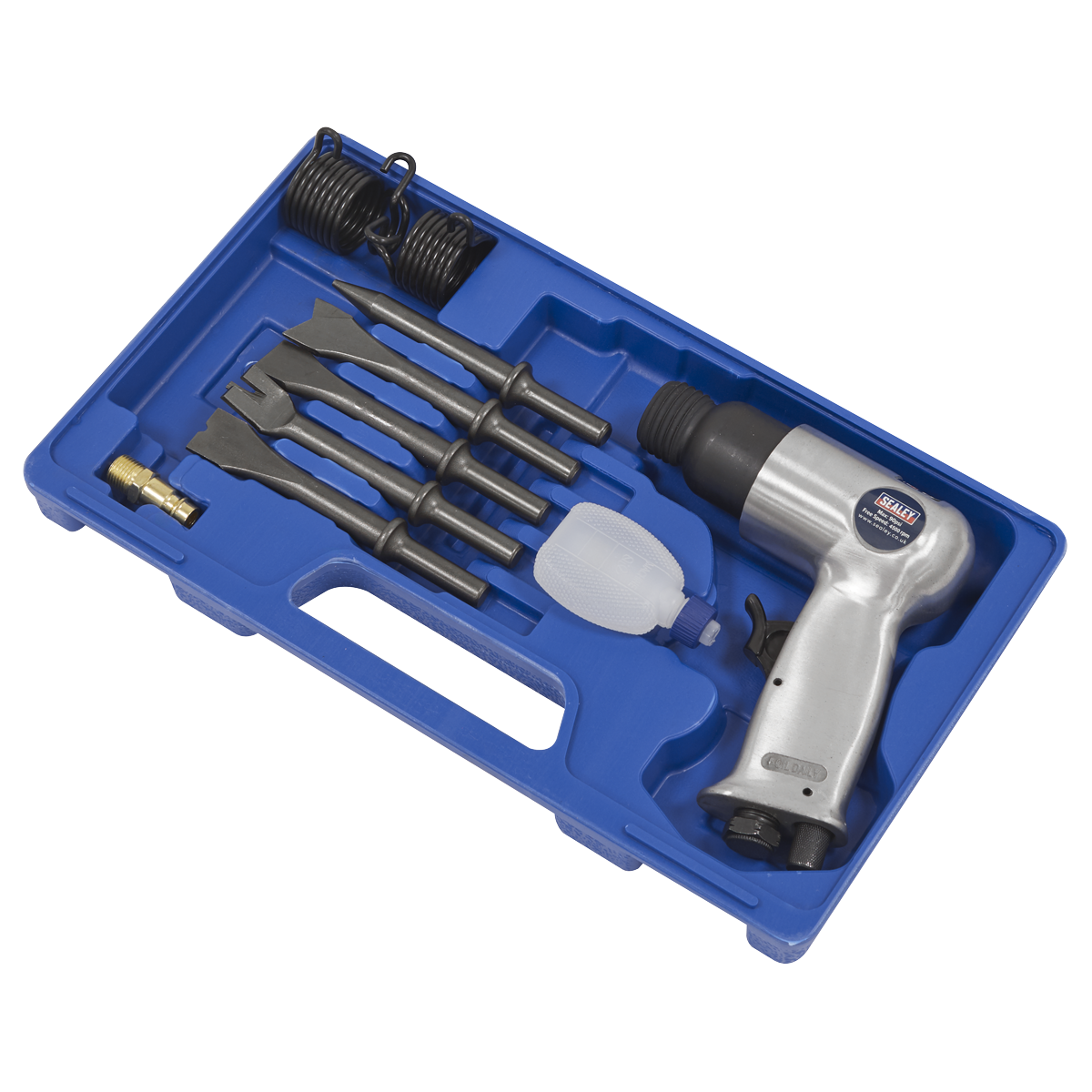 Sealey Air Hammer With Chisels Medium Stroke in Storage Case 90psi SA12/S