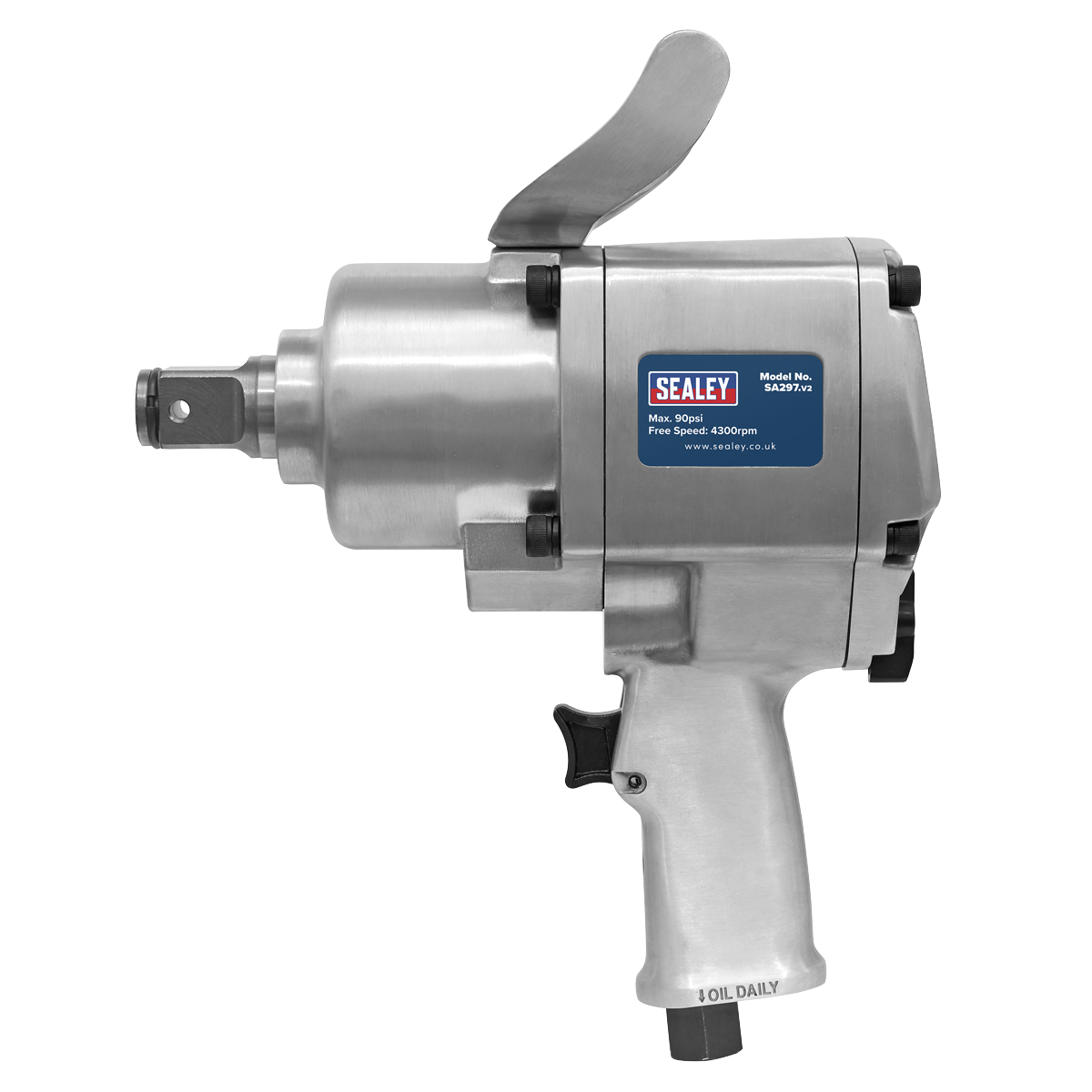 Sealey 1" Square Drive Air Impact Wrench Pistol Type With Top Handle SA297