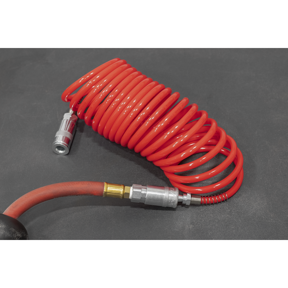 Sealey Coiled Air Hose 5 Metres Ø5mm With Quick Couplings Polyethylene SA305