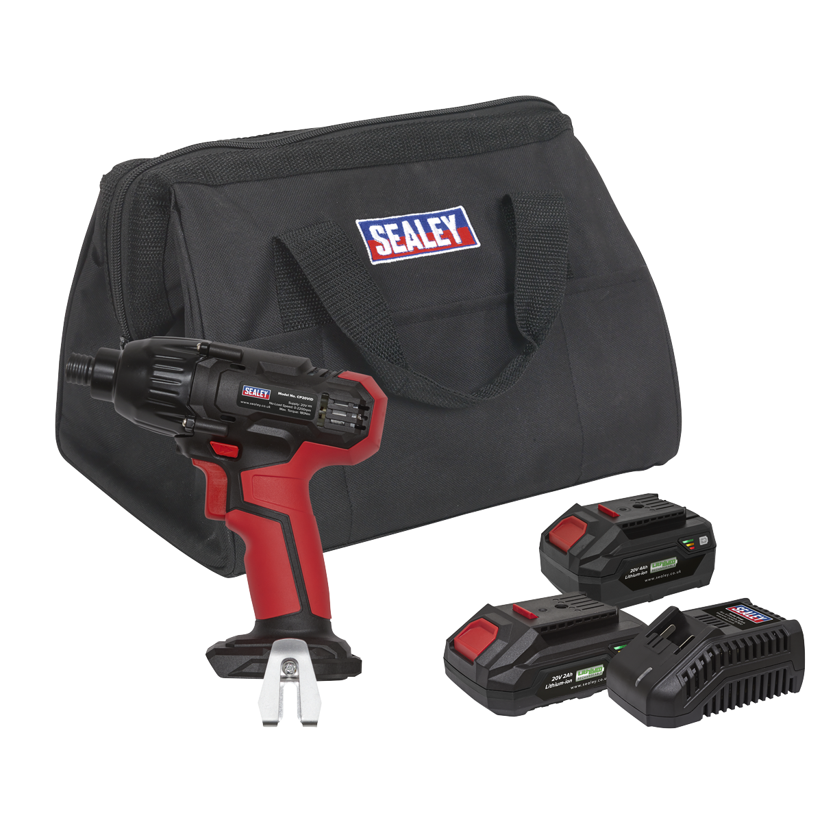 Sealey 20V SV20 Series 1/4" Hex Drive Impact Driver Kit - 2 Batteries CP20VIDKIT