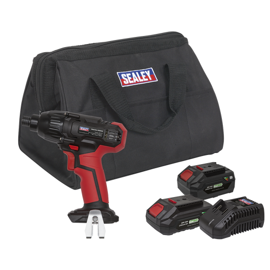 Sealey 20V SV20 Series 1/4" Hex Drive Impact Driver Kit - 2 Batteries CP20VIDKIT