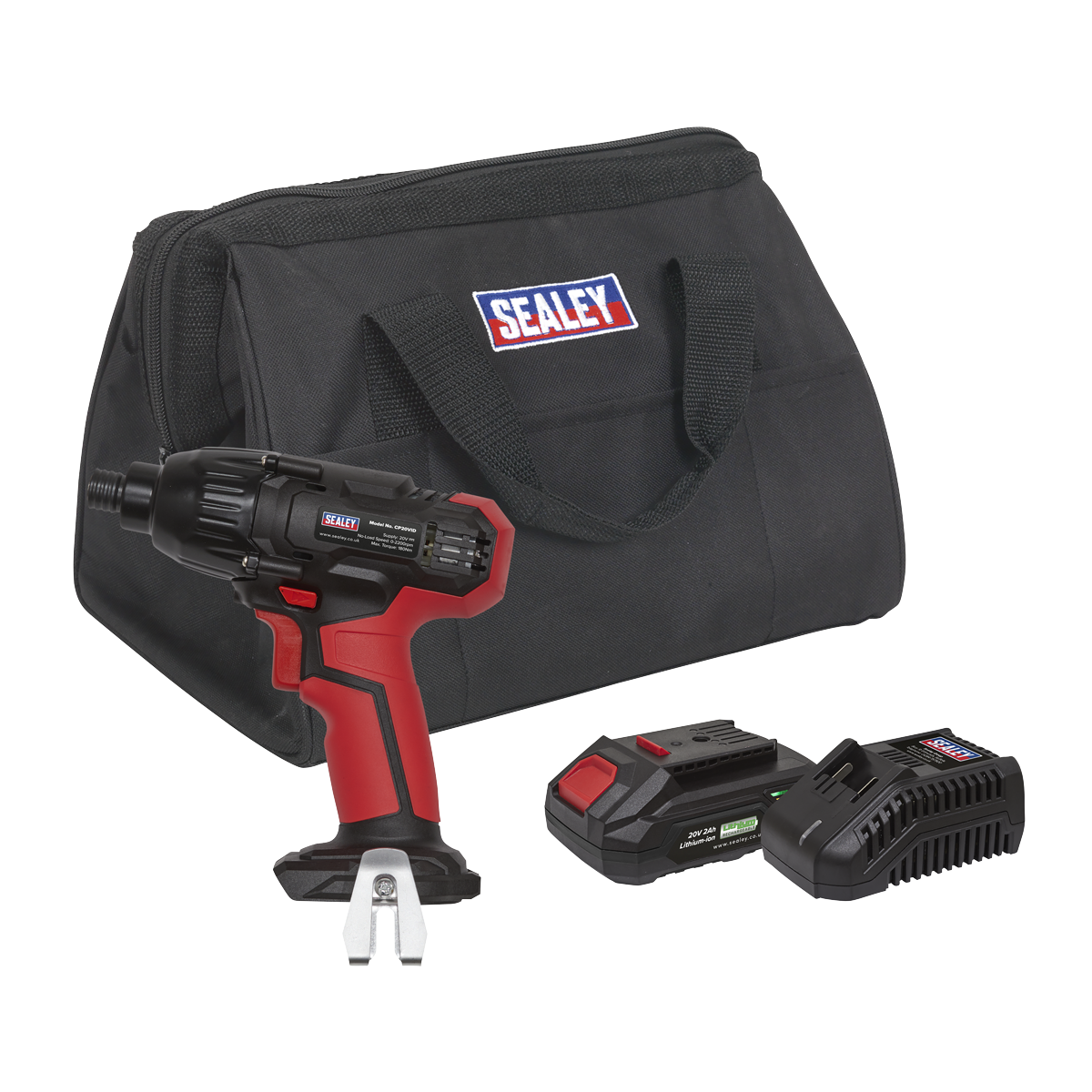 Sealey 20V 2Ah SV20 1/4" Hex Drive Impact Driver Kit Soft Grip CP20VIDKIT1