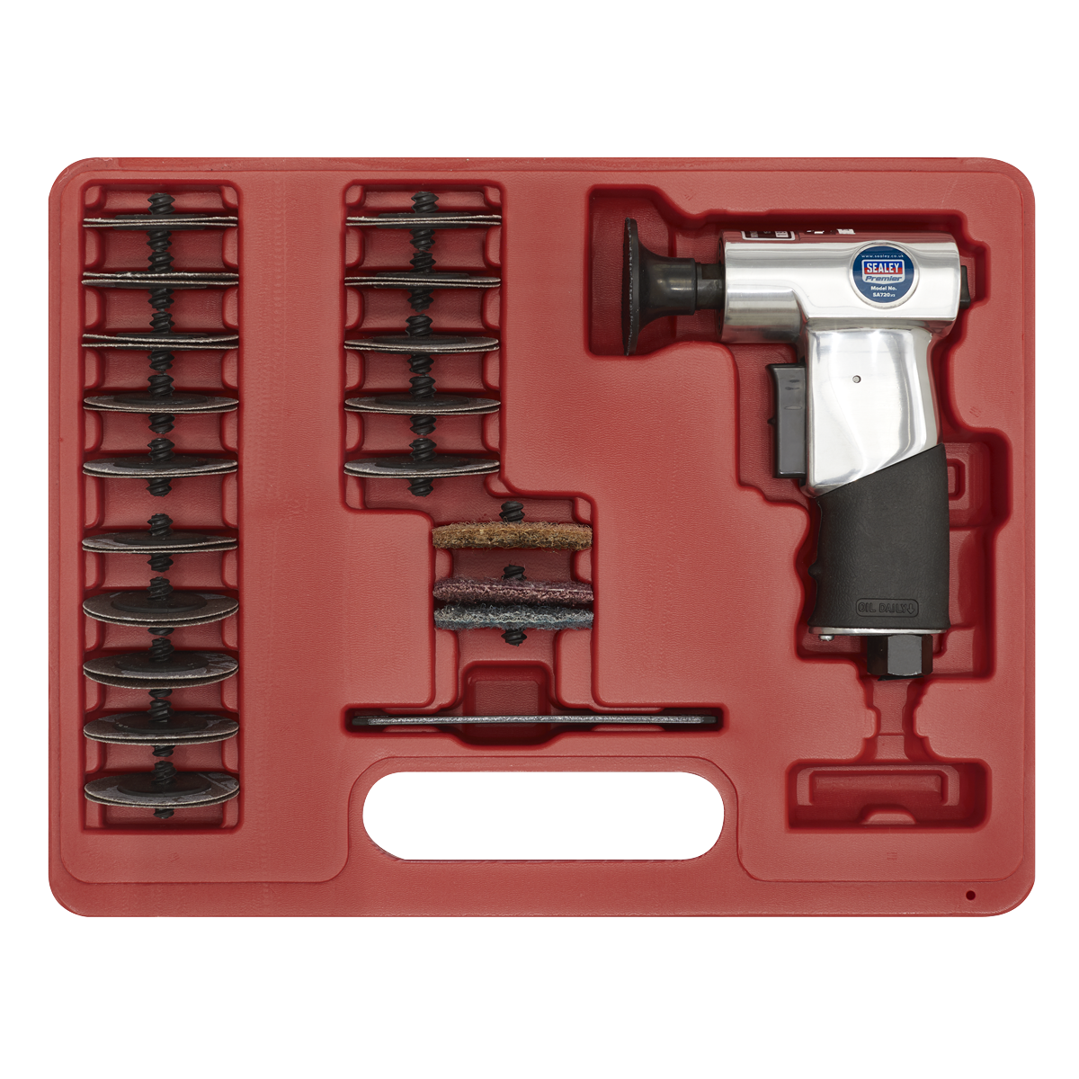 Sealey Air Mini Sander Kit With Variable Speed Control 50mm 35 Pieces SA720