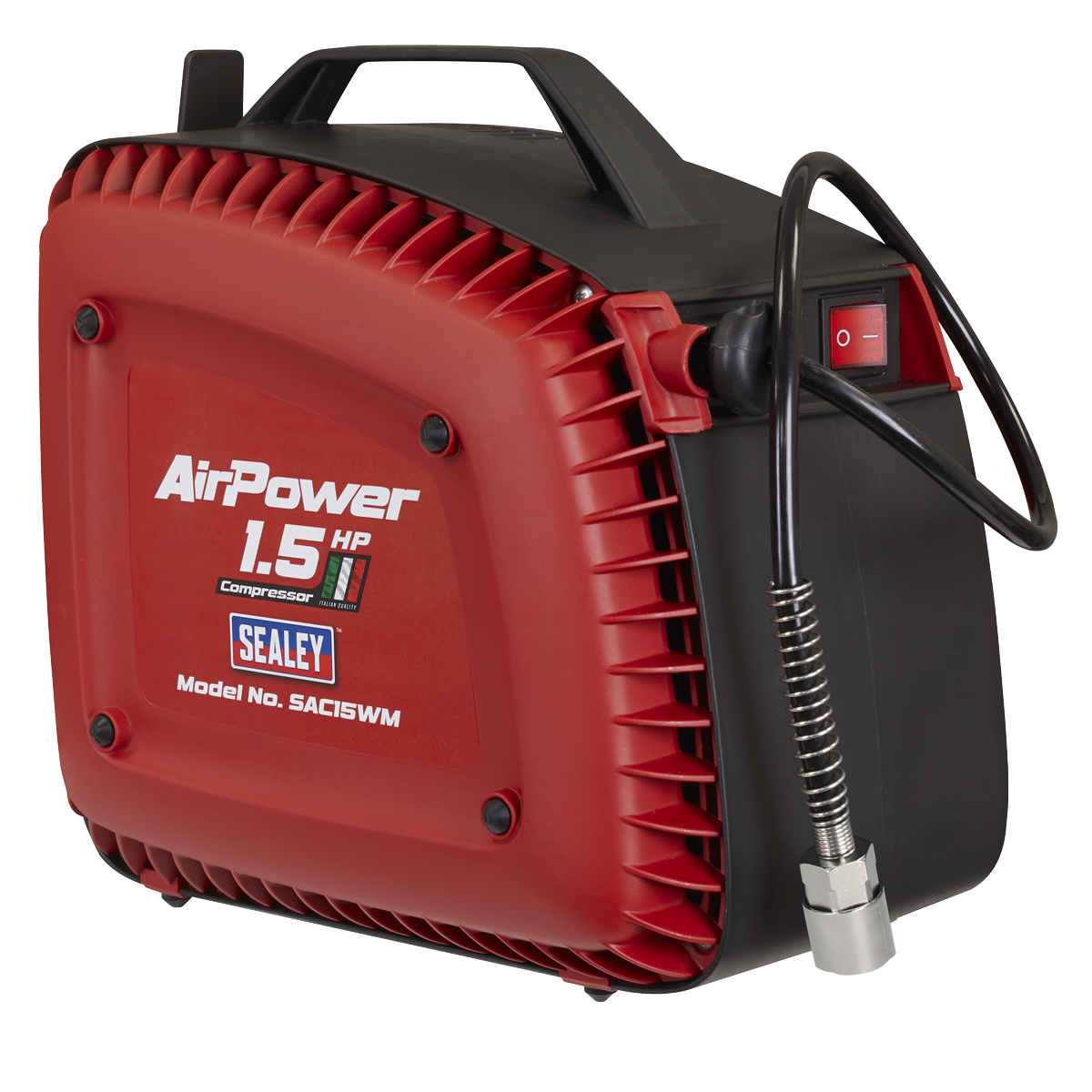 Sealey Wall Mounting Oil Free Air Compressor 1.5hp With 7m Hose Reel SAC15WM