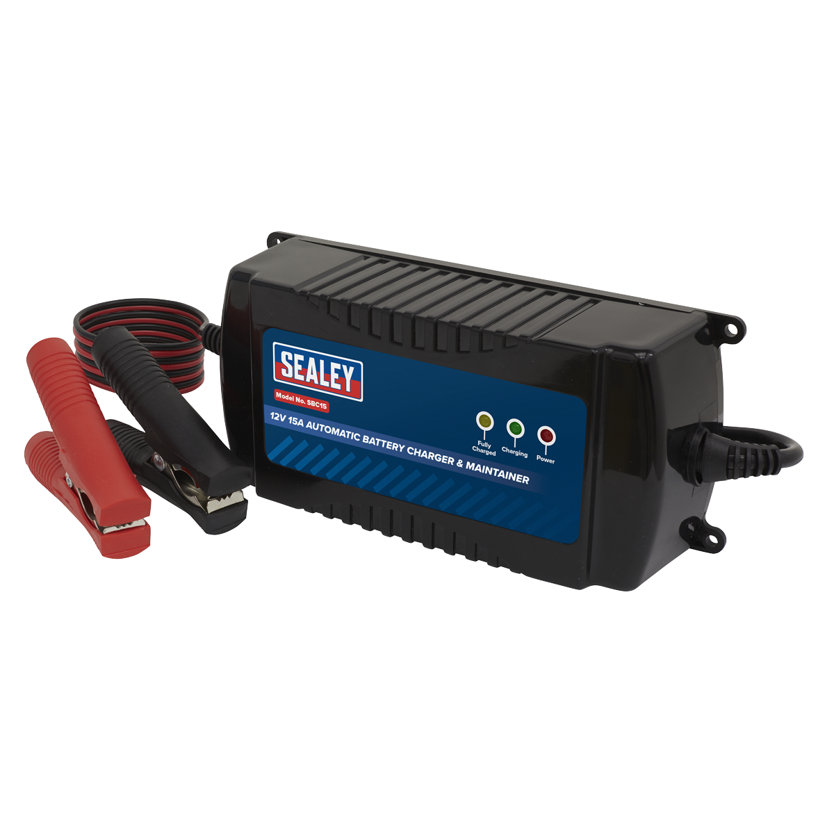 Sealey 12V 15A Fully Automatic Battery Charger & Maintainer Charge - Black SBC15