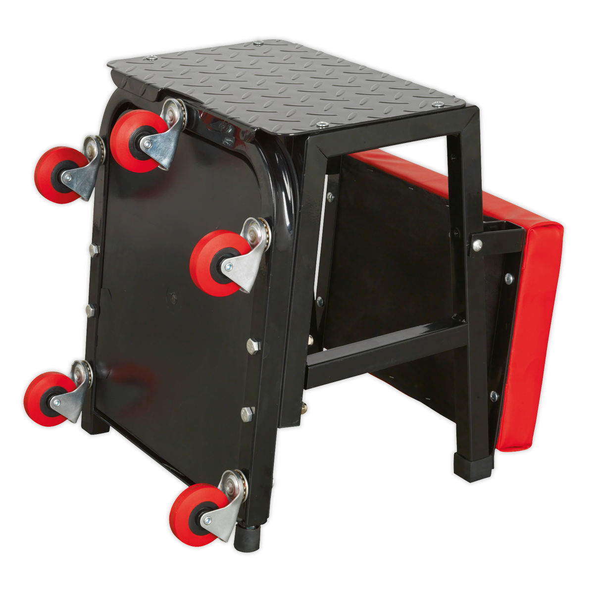 Sealey Mechanics Utility Seat & Step Stool Oil Resistant Swivel Castors SCR16