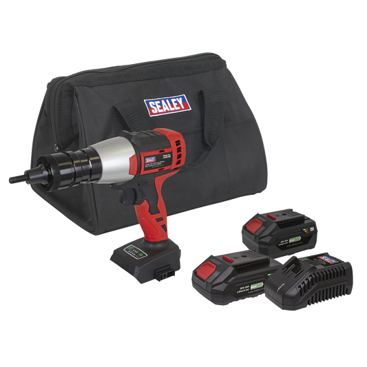 Sealey SV20 Series Brushless Cordless Nut Riveter 20V 2 Batteries CP20VNRKIT