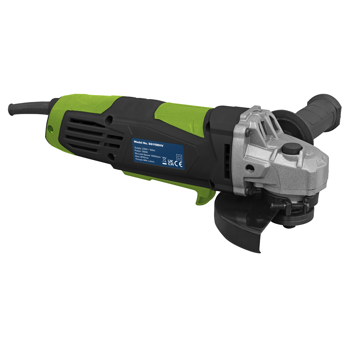 Sealey Angle Grinder Ø115mm 750W/230V Adjustable Wheel Guard LED Light SG115EHV