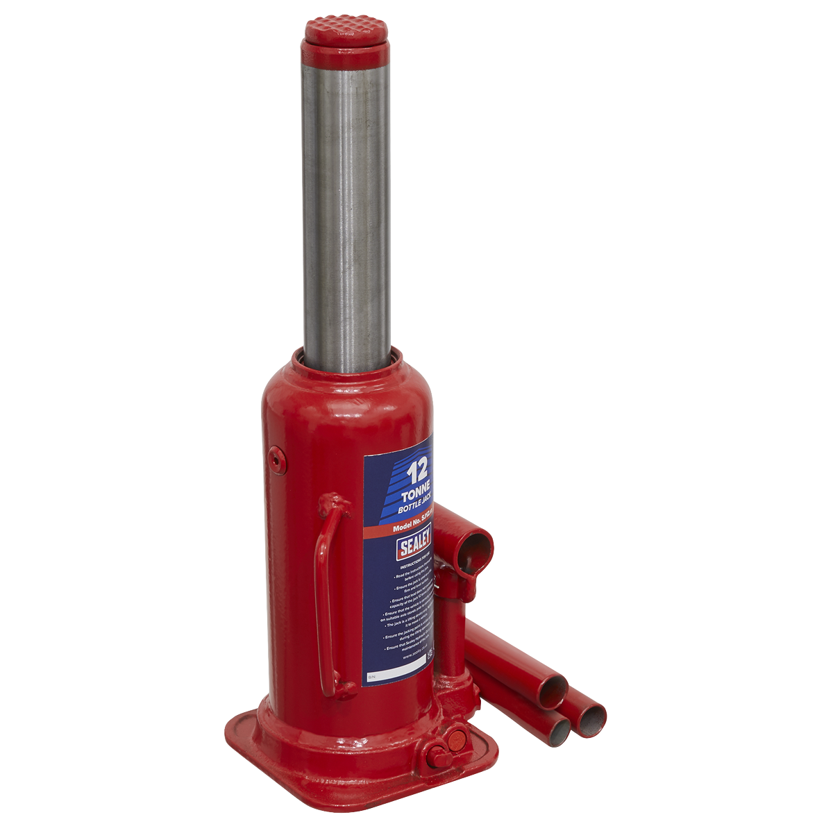 Sealey Bottle Jack Lift With Overload Valve & 2-Piece Handle 12 Tonne SJ12