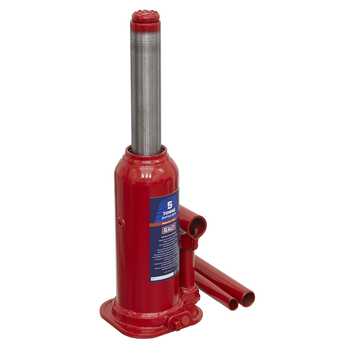 Sealey Bottle Jack Lift With Overload Valve & 2-Piece Handle - 5 Tonne SJ5