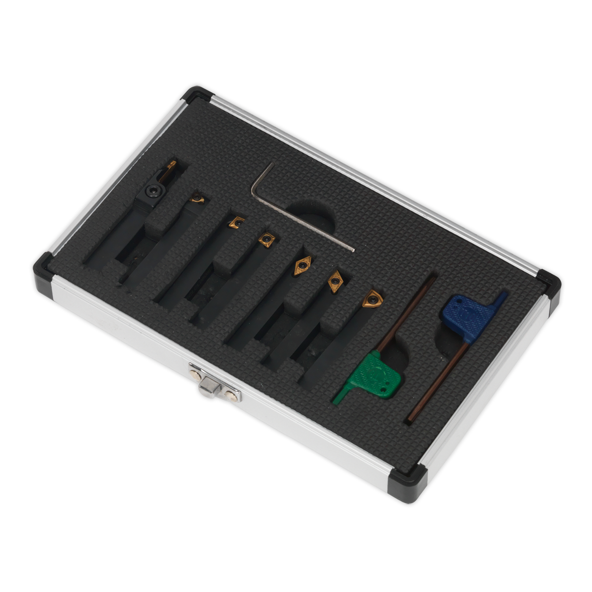 Sealey Indexable 8mm Shank Lathe Turning Tool Set 7 Pieces With Box SM3025CS5