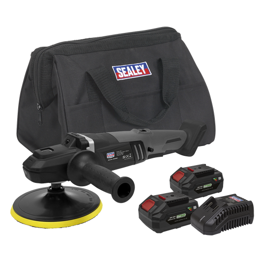 Sealey 20V 4Ah SV20 Series Ø180mm Brushless Rotary Polisher Kit CP20VRPXKIT