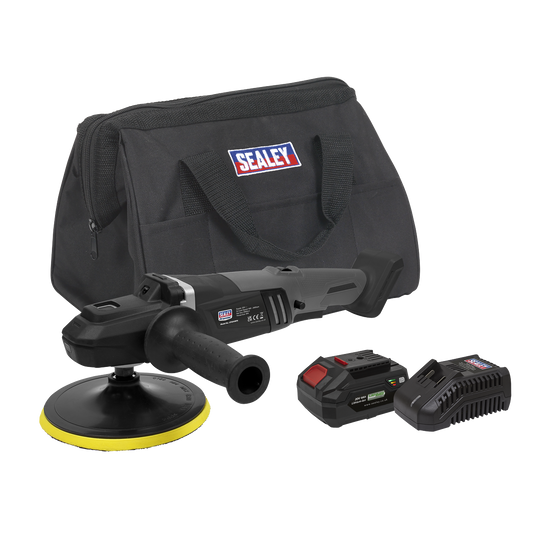 Sealey 20V 4Ah SV20 Series Ø180mm Brushless Rotary Polisher Kit CP20VRPXKIT1