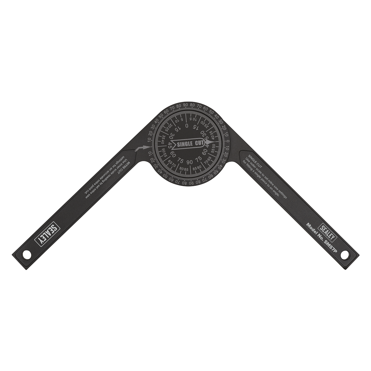 Sealey Aluminium Mitre Saw Protractor With Circular Body 185mm Black SMS7P