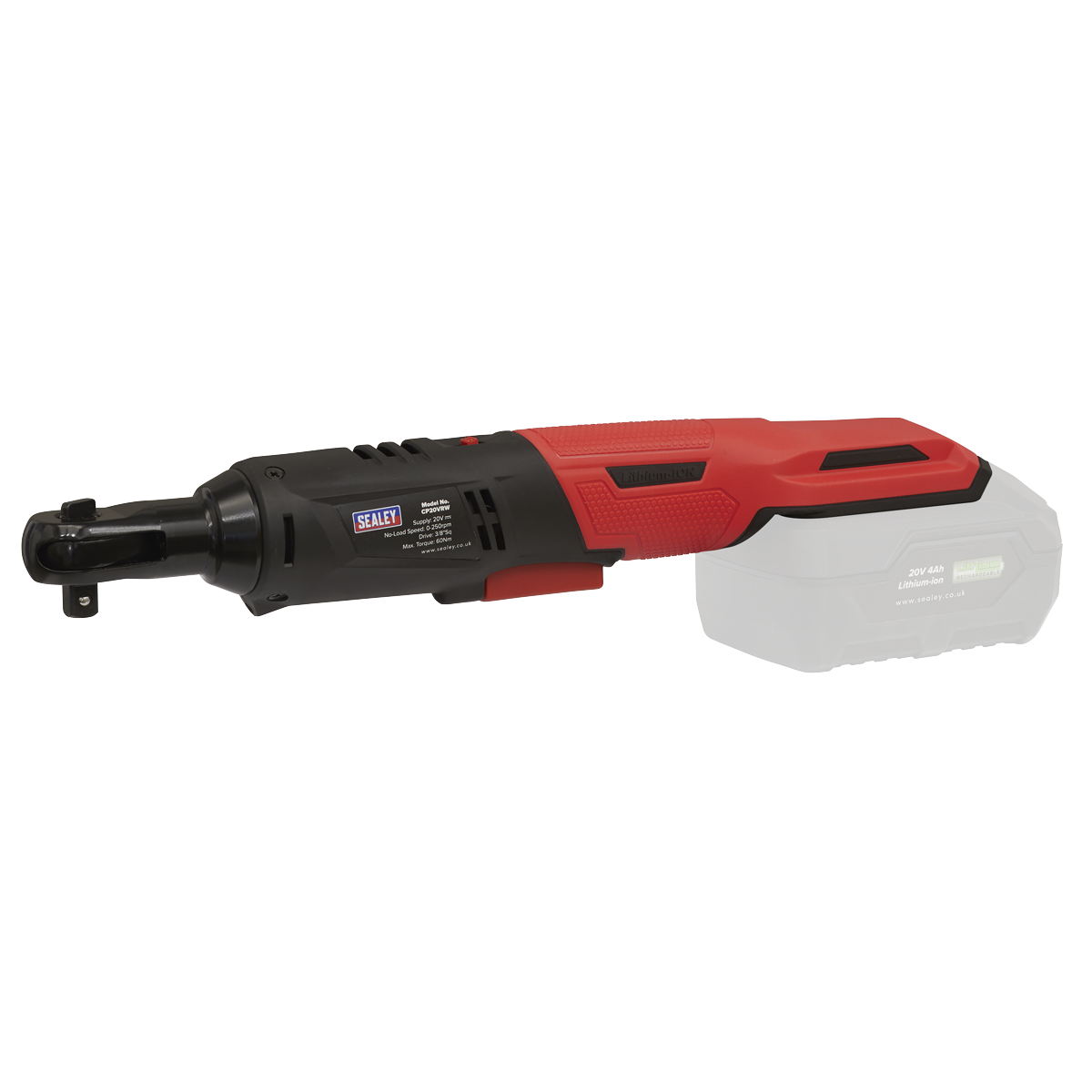 Sealey Ratchet Wrench 20V 3/8" Square Drive 60Nm 0-250rpm - Body Only CP20VRW