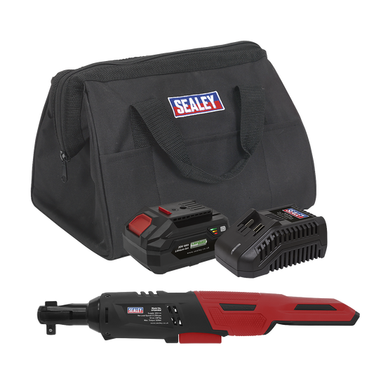 Sealey Cordless Ratchet Wrench Kit 3/8" Square Drive 60Nm 20V 4Ah CP20VRWKIT1