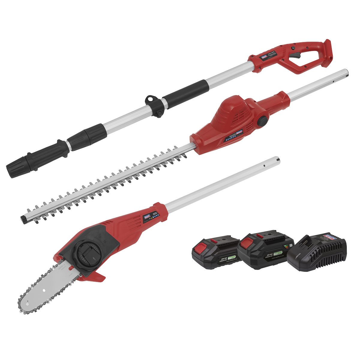 Sealey SV20 Series Telescopic Cordless Hedge Trimmer Chainsaw Kit CP20VTPCOMBO