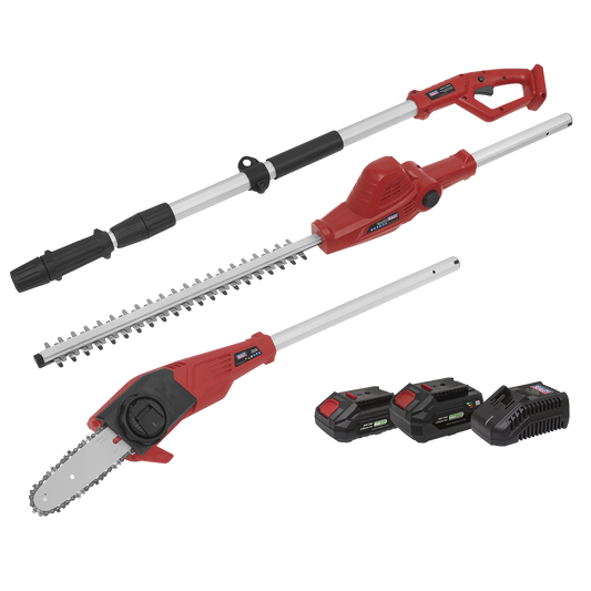 Sealey SV20 Series Telescopic Cordless Hedge Trimmer Chainsaw Kit CP20VTPCOMBO