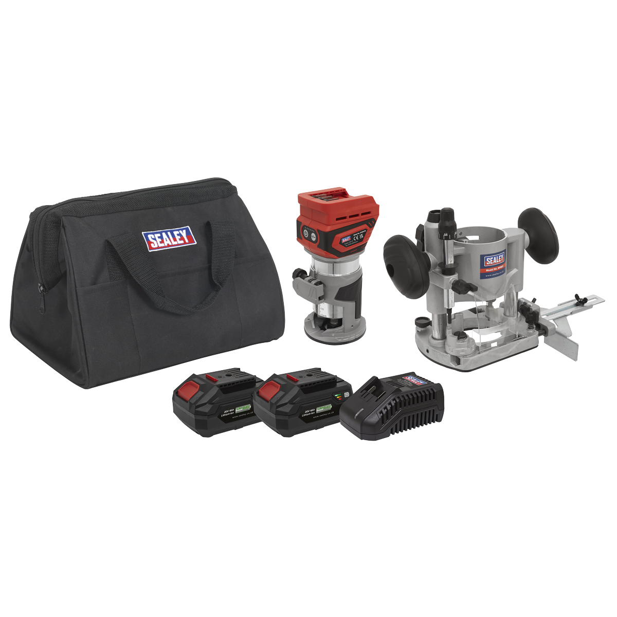 Sealey 20V SV20 Series Cordless Trimming Router Kit With 2 Batteries CP20VTRKIT