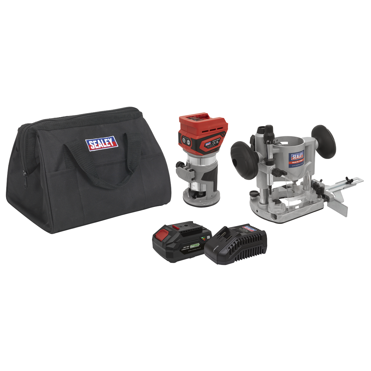Sealey 20V SV20 Series Cordless Trimming Router Kit 4Ah 1 Battery CP20VTRKIT1