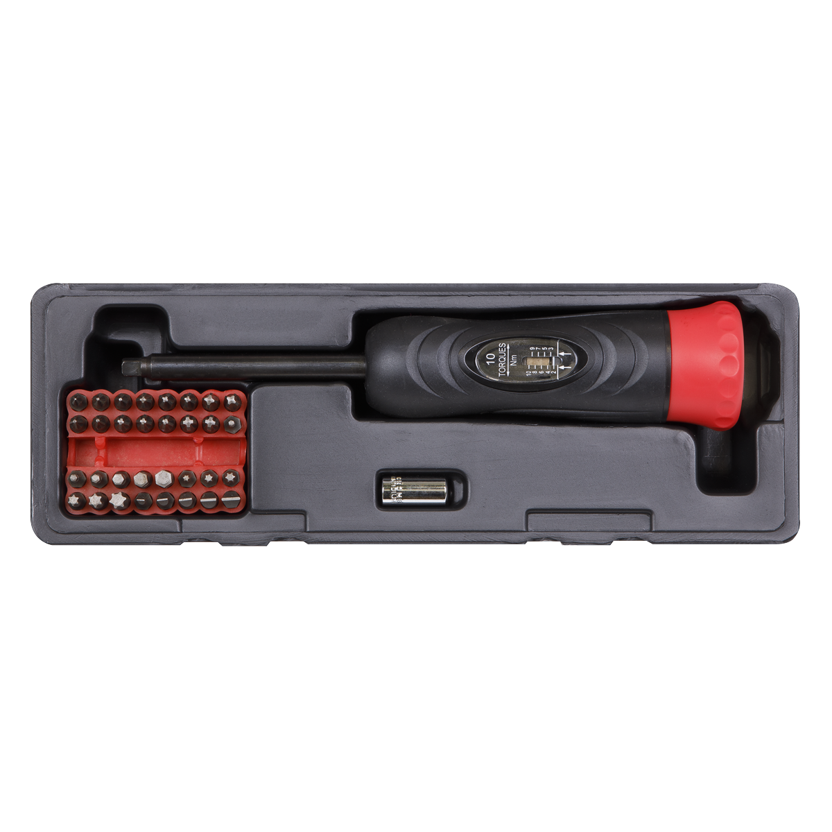 Sealey 34pc 1/4" Square Drive Torque Screwdriver Set 2-10Nm Red/Black STS100