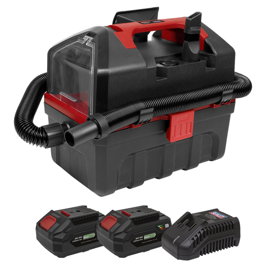 Sealey Cordless Wet Dry Vacuum Kit 2 Batteries 20V 4Ah SV20 CP20VWDVKIT
