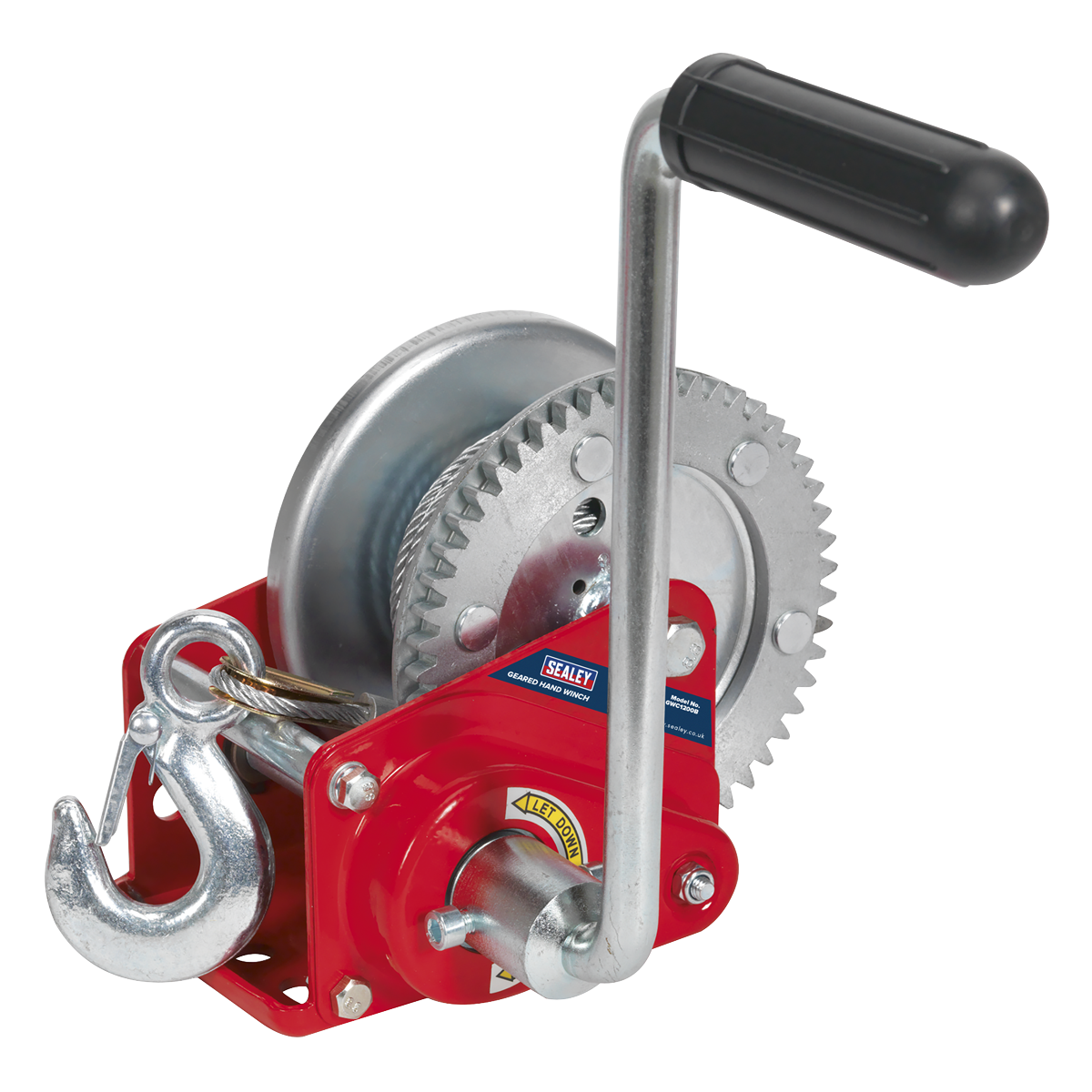 Sealey Geared Hand Winch With Brake Cable 540kg Capacity Hardened Steel GWC1200B