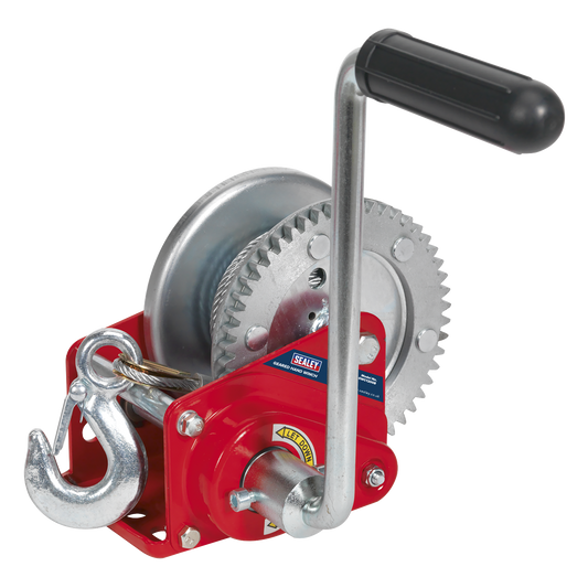 Sealey Geared Hand Winch With Brake Cable 540kg Capacity Hardened Steel GWC1200B
