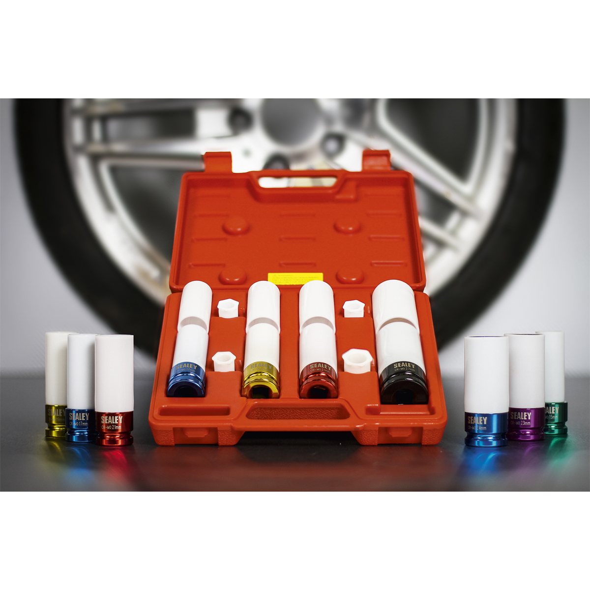 Sealey Alloy Wheel Impact Socket Set 4 Pieces 1/2" Square Drive 6-Point SX030