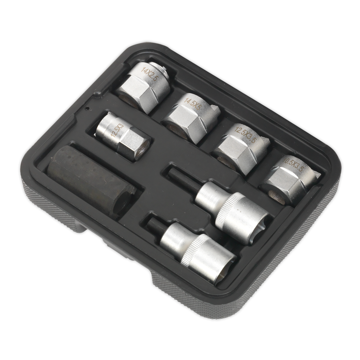 Sealey Strut Nut Set For McPherson 1/2" Square Drive 8 Pieces Silver SX0331