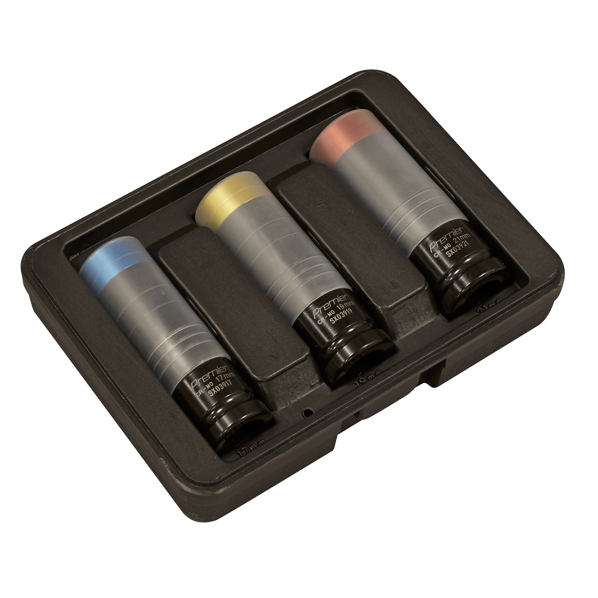 Sealey Alloy Wheel Ultra-Power Impact Socket Set 3pc 1/2" Square Drive SX039