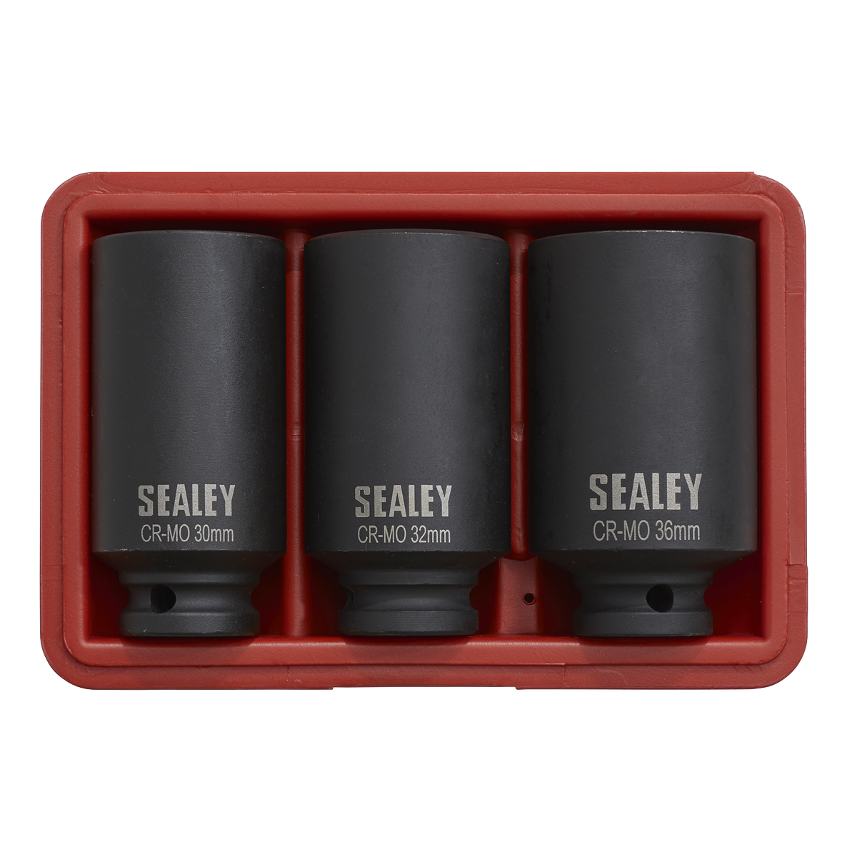 Sealey Impact Hub Nut Socket Set 3 Pieces 12-Point 1/2" Square Drive Black SX051